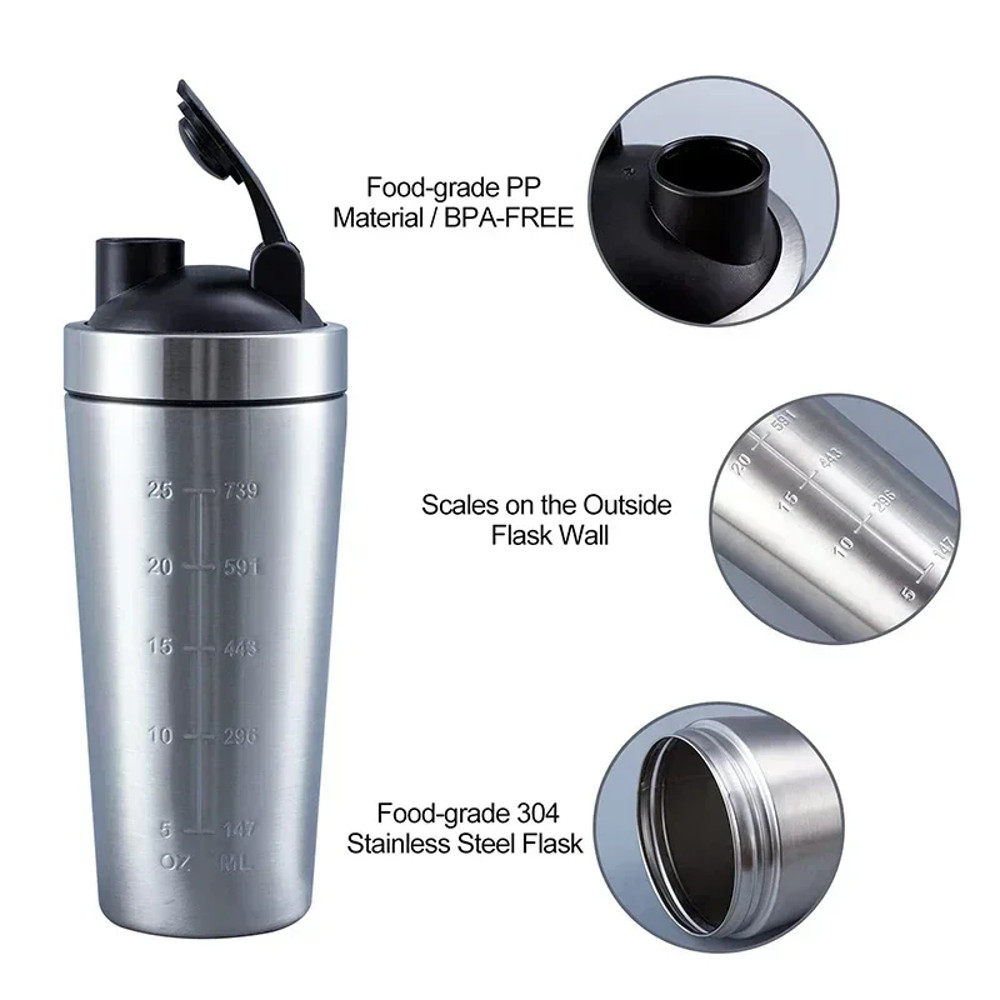 Premium Protein Shaker Bottle Stainless Steel Sports Water Cup For Gym Workouts Nutrition Anti Lea 2