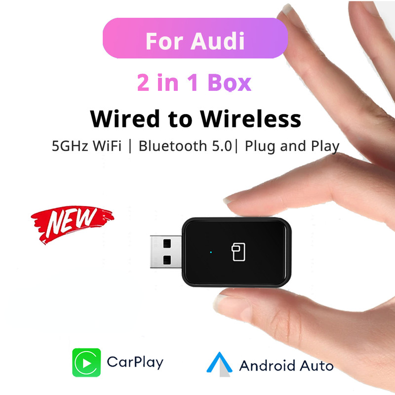 Mini Wireless CarPlay Adapter Wireless Android Auto Adapter for Audi A3/A4/A5/A6/Q5/Q7 & More