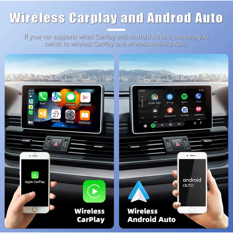 Mini Wireless CarPlay Adapter Wireless Android Auto Adapter for Audi A3/A4/A5/A6/Q5/Q7 & More