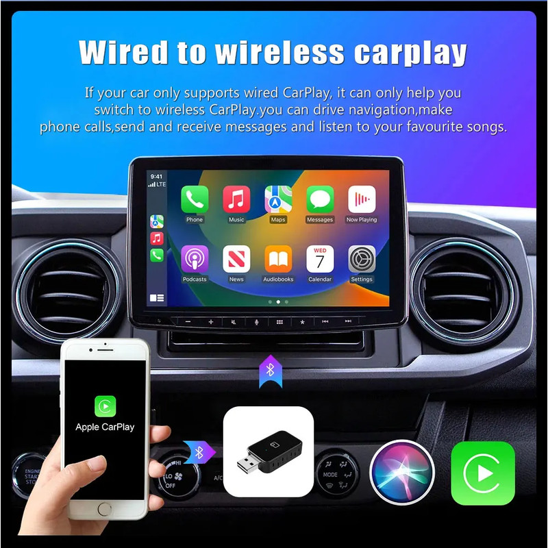 Mini Wireless CarPlay Adapter Wireless Android Auto Adapter for Audi A3/A4/A5/A6/Q5/Q7 & More