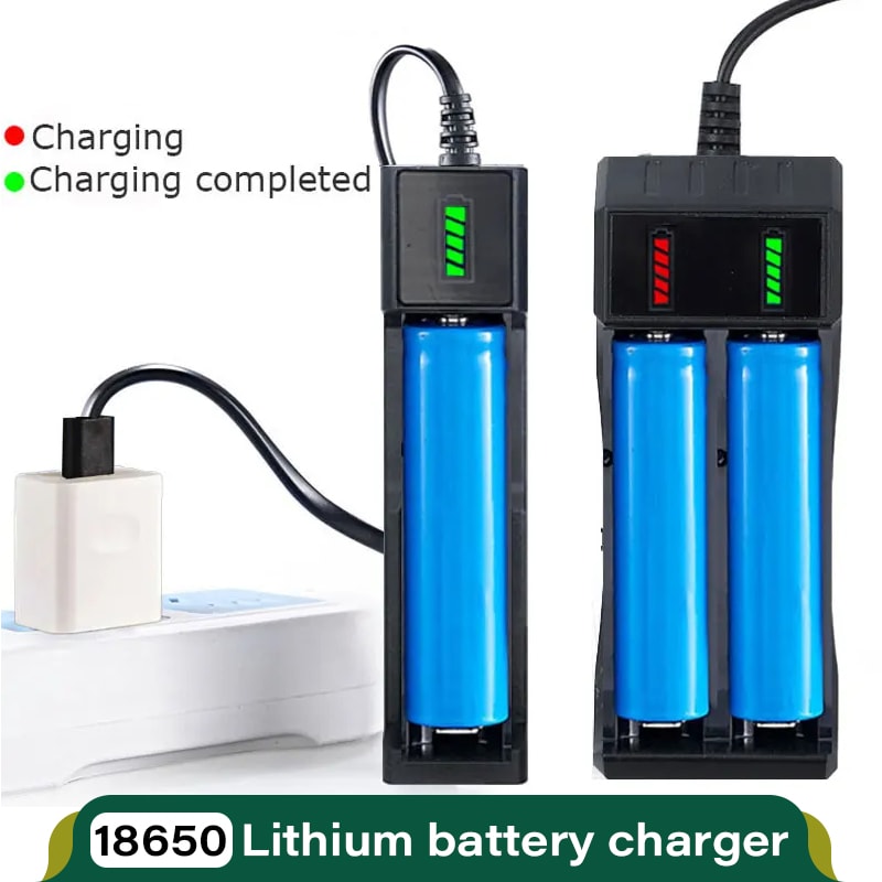 18650 Battery Charger 1/2/4 Slot USB Charger for Rechargeable Lithium Batteries (16340, 14500, 18650)