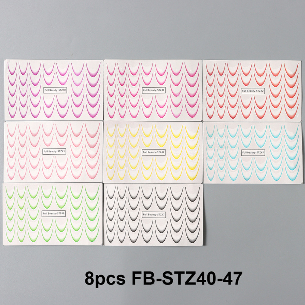 Nail Art Water Transfer Stickers, 8PCS Gradient French Tip Decals for Salon Quality Manicures, Easy DIY Application