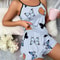 Butterfly Print Pajama Set Womens Sleepwear with Lettuce Trim Cami Top & Elastic Waistband Shorts Soft Loungewear