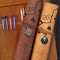 Leather Roll Up Pencil Case,Retro Treasure Map Design with Embossed Buckle,Spacious & Stylish Stationery Organizer