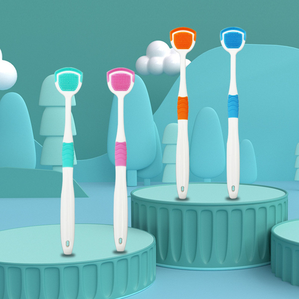 Reusable Silicone Tongue Scraper Brush for Adults & Kids Washable Tongue Cleaning Tool for Fresh Breath & Oral Hygiene