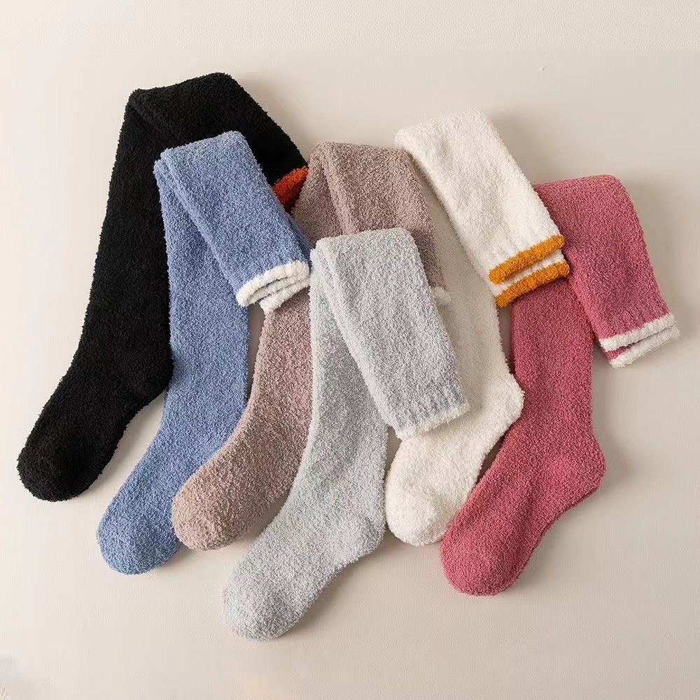 Womens Winter Warm Coral Fleece Thigh High Socks