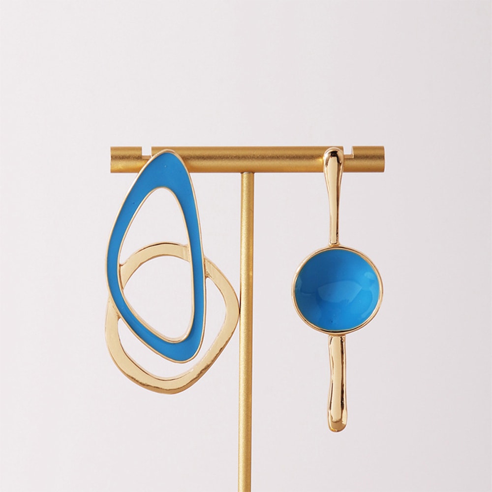 Asymmetric Metal Post Earrings For Women Enamel Fashion Jewelry Trendy Design New Styles