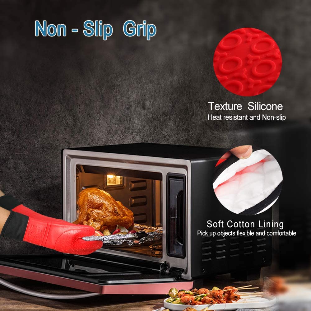 Professional Oven Gloves Heat Resistant NonSlip Grip  Soft Inner Lining For Grilling Baking And BBQ 3