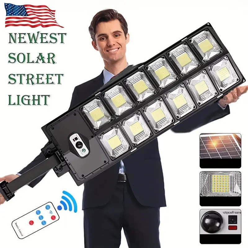 504LED Ultra-Bright Solar Street Light – Wide Angle Motion Sensor, Remote Control, Energy-Efficient, Waterproof