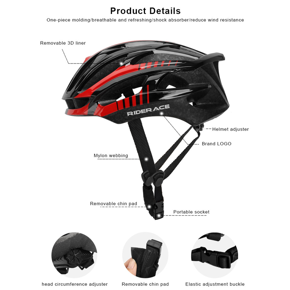 Bicycle Helmet With Ventilation Ultralight Bike Helmet OnePiece Design Unisex Racing Lightweight Cy 4