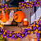 Halloween Tinsel Garland, Purple Tinsel Garland, Pumpkin Bat Halloween Decoration, Indoor Outdoor Garden Party Porch