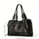Black Leather Tote Bag with Braided Trim, Gold Rivets Design, Top Handle Work Purse for Women with Front Zipper Pocket