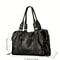 Black Leather Tote Bag with Braided Trim, Gold Rivets Design, Top Handle Work Purse for Women with Front Zipper Pocket