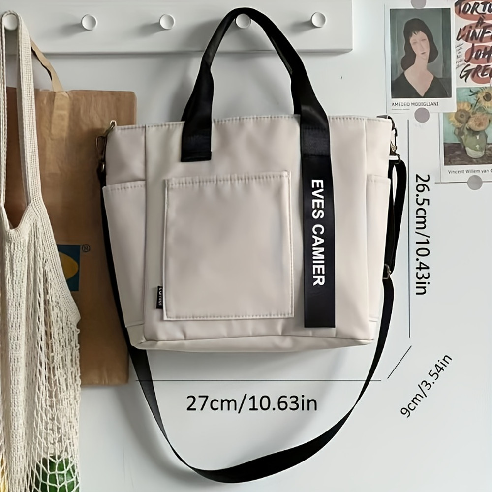 Fashionable Canvas Tote Bag, Hand Carry Duffel Bag, Shoulder Bag For Women Messenger Bag with Zipper Closure