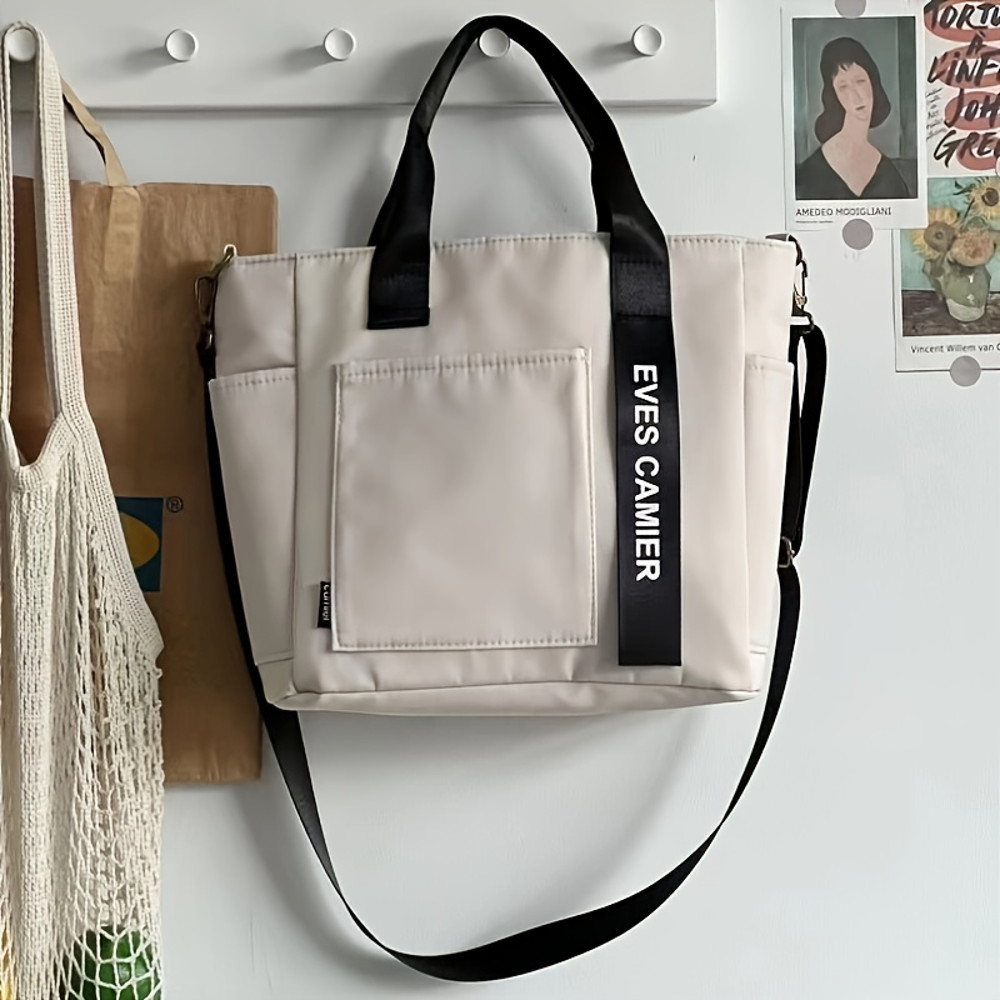 Fashionable Canvas Tote Bag, Hand Carry Duffel Bag, Shoulder Bag For Women Messenger Bag with Zipper Closure