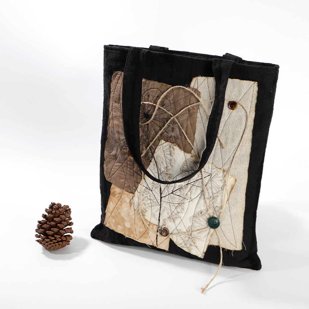 Handmade Original design Tote Bag for Women with Zipper, Canvas Tone Splicing, Gym Tote Work Tote Dance Yoga Bag