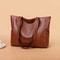 Durable PU Solid Color Shoulder Bag, Large Capacity Tote Bag with Zipper Double Handle, Perfect Commute Bag