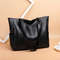 Durable PU Solid Color Shoulder Bag, Large Capacity Tote Bag with Zipper Double Handle, Perfect Commute Bag