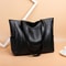 Durable PU Solid Color Shoulder Bag, Large Capacity Tote Bag with Zipper Double Handle, Perfect Commute Bag