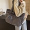 Badgerking Corduroy Shoulder Tote Bag Large For Women Zipper Closure Tote Bag For Work Or Shopping 2