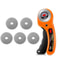 45mm Rotary Cutter with 5 Blades, Fabric Cutter with Safety Lock, Quilting Sewing Leather Cutting Perforating Tool