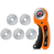 45mm Rotary Cutter with 5 Blades, Fabric Cutter with Safety Lock, Quilting Sewing Leather Cutting Perforating Tool