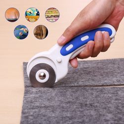 45mm rotary cutter with ergonomic rubber handle, cutting machine rolling cutter, safety lock for fabric leather