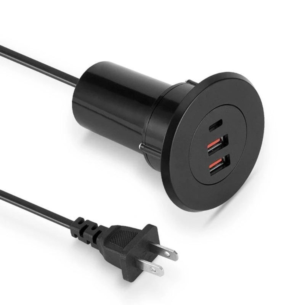 Universal USB C Desk Hole Power Socket With 3 Ports Type C Fast Charging For Office  Home 8