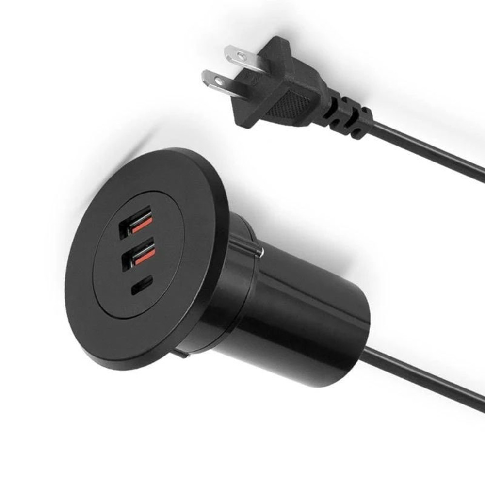 Universal USB C Desk Hole Power Socket With 3 Ports Type C Fast Charging For Office  Home 6