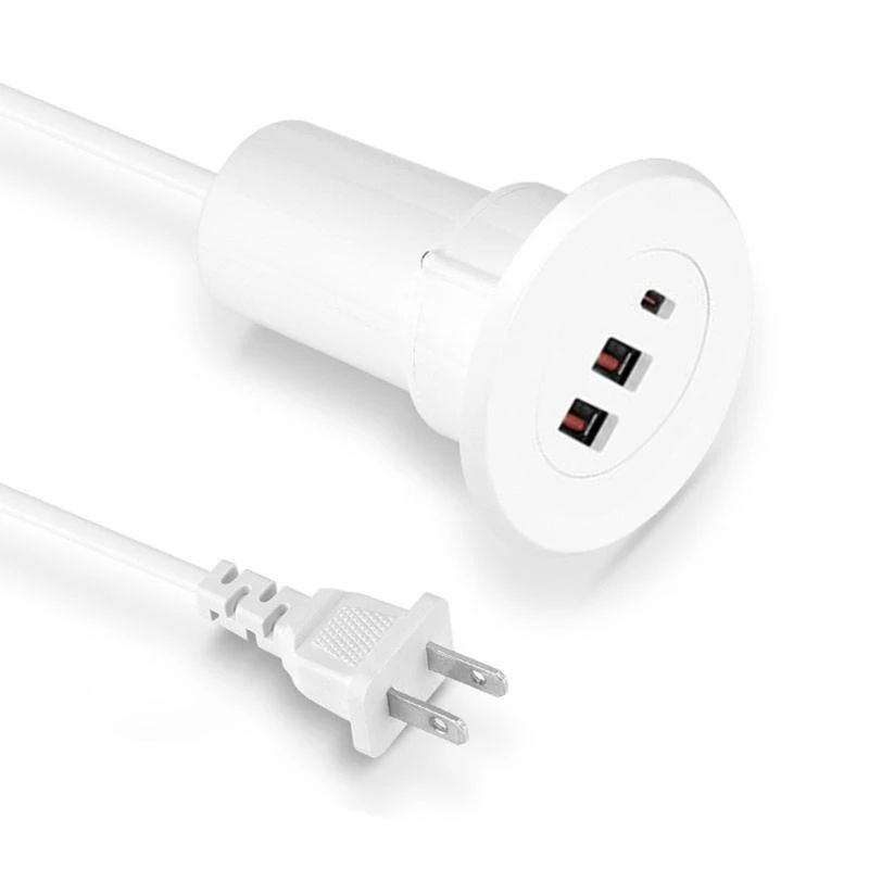 Universal USB C Desk Hole Power Socket With 3 Ports Type C Fast Charging For Office  Home 8