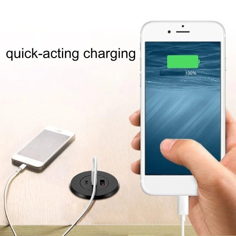 Universal USB C Desk Hole Power Socket With 3 Ports Type C Fast Charging For Office  Home 3