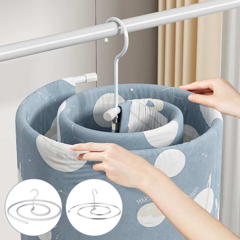 Round Spirals Sheet Hanger,Multi Functional Balcony Rotating Spirals Drying Rack for Quilt, Bed Sheets, & Clothes