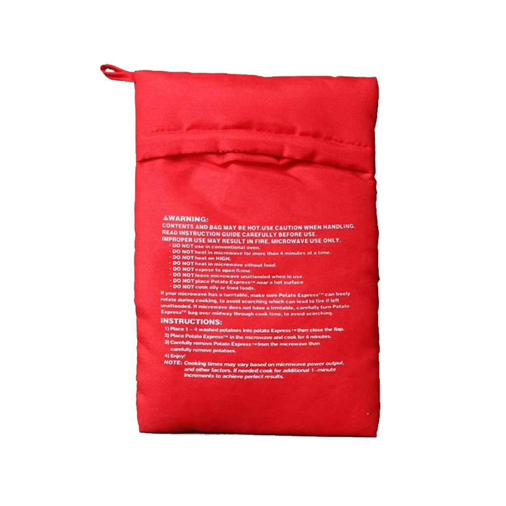 4Minute Microwave Potato Cooker Bag Reusable Red Pouch For Baking Perfect Potatoes Quickly Express 6