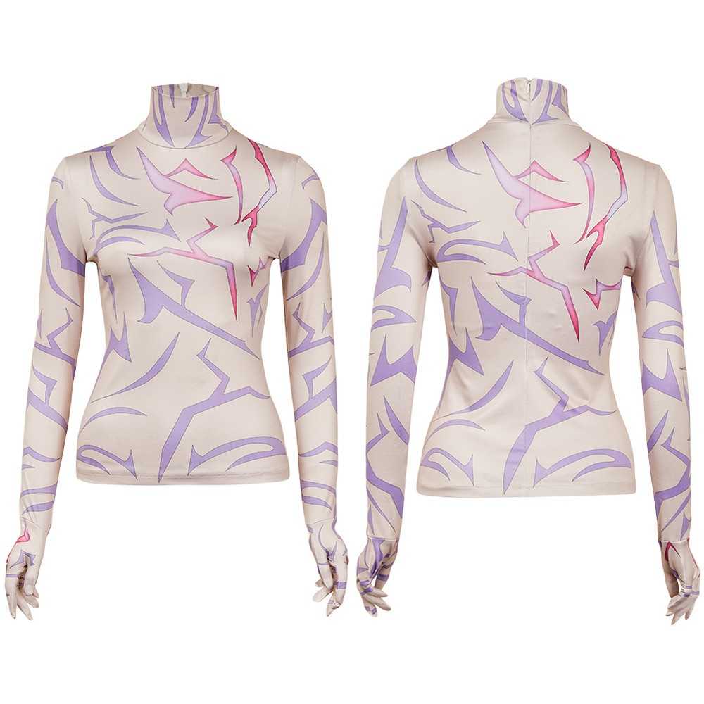 Demon Hunter of KPop Rumi Jinu Cosplay Tatto Tops Costume Unisex Disguise Devil Tattoo Undercoat Outfits Gloves Hallowee