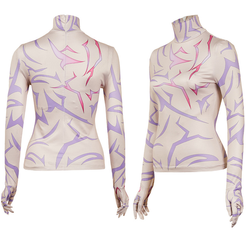 Demon Hunter of KPop Rumi Jinu Cosplay Tatto Tops Costume Unisex Disguise Devil Tattoo Undercoat Outfits Gloves Hallowee