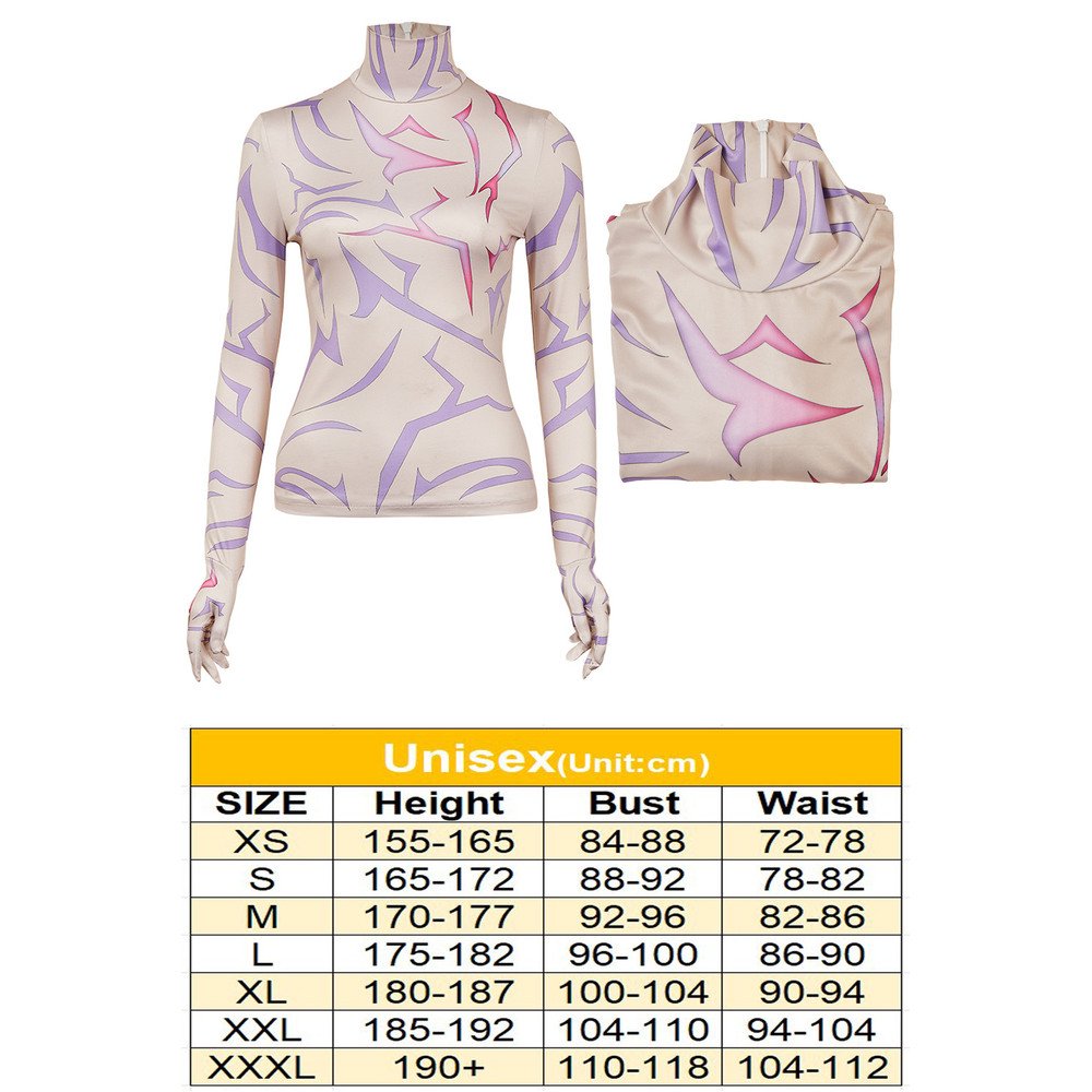 Demon Hunter of KPop Rumi Jinu Cosplay Tatto Tops Costume Unisex Disguise Devil Tattoo Undercoat Outfits Gloves Hallowee