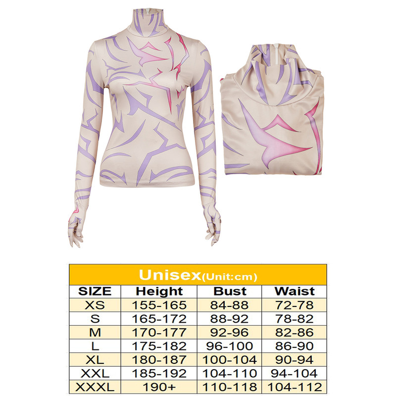 Demon Hunter of KPop Rumi Jinu Cosplay Tatto Tops Costume Unisex Disguise Devil Tattoo Undercoat Outfits Gloves Hallowee