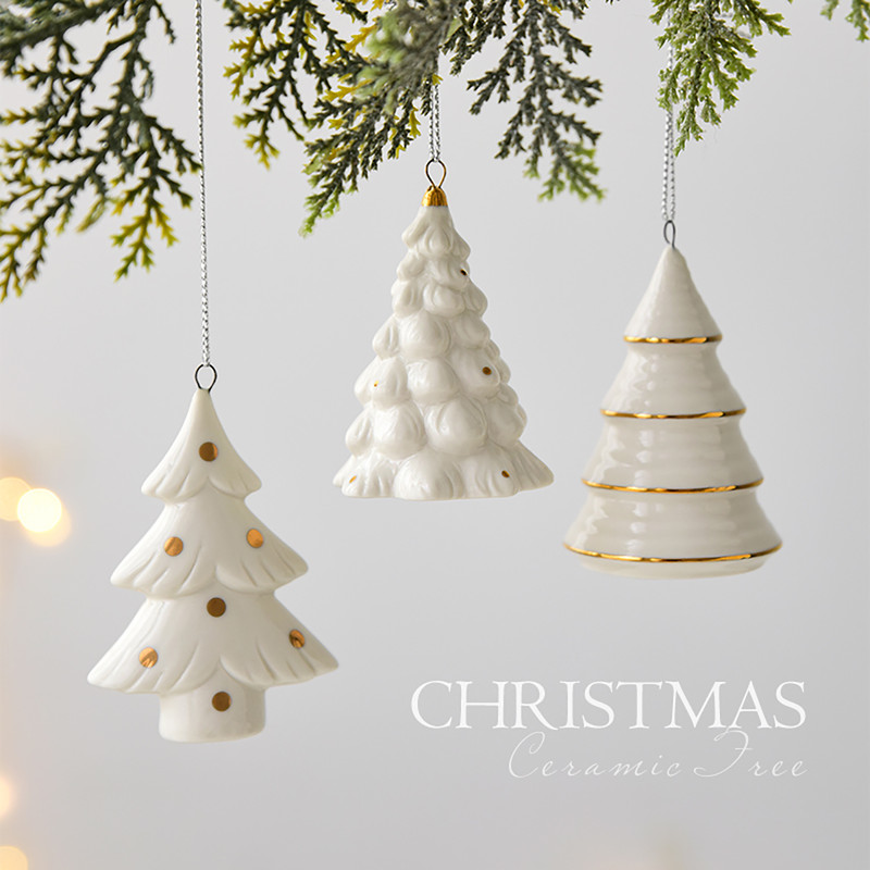 Handcrafted Ceramic Christmas Tree Decoration, Unique Hanging Puff Ornament Gift for Christmas,Thanksgiving & Halloween