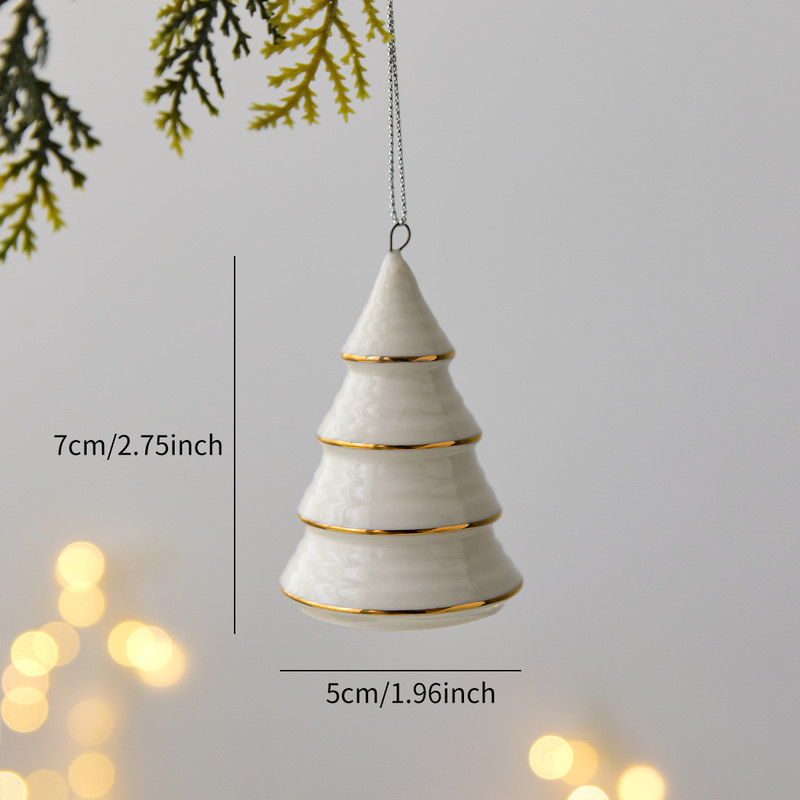 Handcrafted Ceramic Christmas Tree Decoration, Unique Hanging Puff Ornament Gift for Christmas,Thanksgiving & Halloween