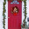 Elegant Pre Lit Christmas Wreath for Front Door,40cm Garland with LED Lantern and Large Bow for Holiday Wall Decor