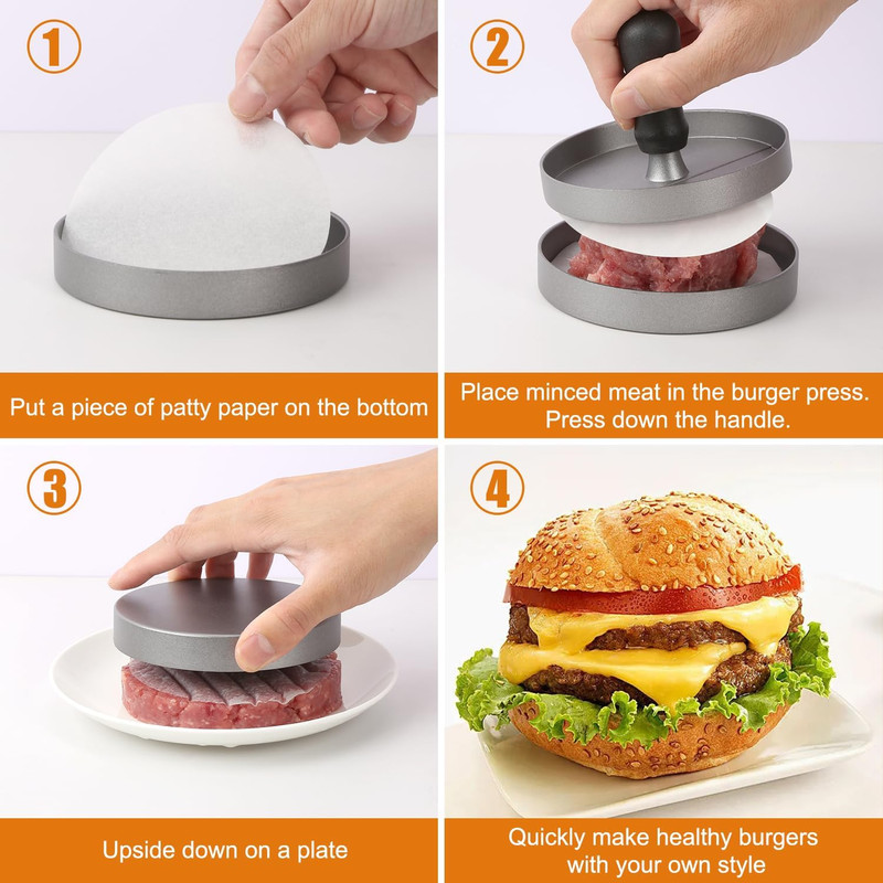 Professional Hamburger Patty Maker,Aluminum Burger Press Tool for Perfectly Shaped Patties,Ideal for BBQ Grill & Kitchen