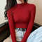 Women's Mock Neck Sweater,Vintage Basic Solid Knitted Pullover for Autumn Winter, Casual Slim Fit Korean Style Tops