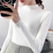 Women's Mock Neck Sweater,Vintage Basic Solid Knitted Pullover for Autumn Winter, Casual Slim Fit Korean Style Tops