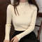 Women's Mock Neck Sweater,Vintage Basic Solid Knitted Pullover for Autumn Winter, Casual Slim Fit Korean Style Tops