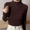 Women's Mock Neck Sweater,Vintage Basic Solid Knitted Pullover for Autumn Winter, Casual Slim Fit Korean Style Tops