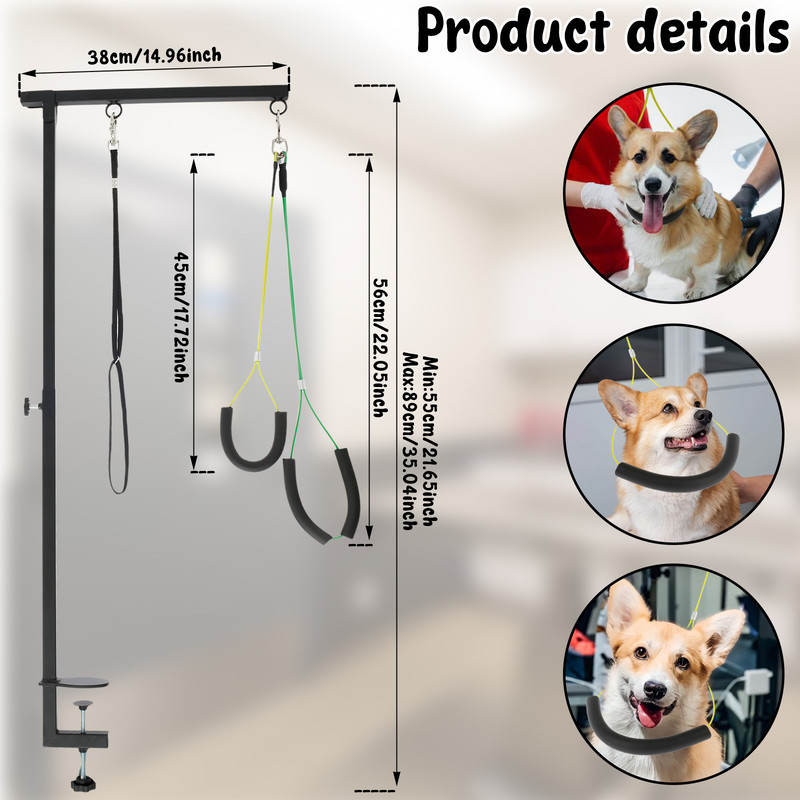 Dog Grooming Table Arm with Clamp,Adjustable Iron Pet Grooming Stand Restraint Leash for Nail Clipping,Haircuts &Bathing