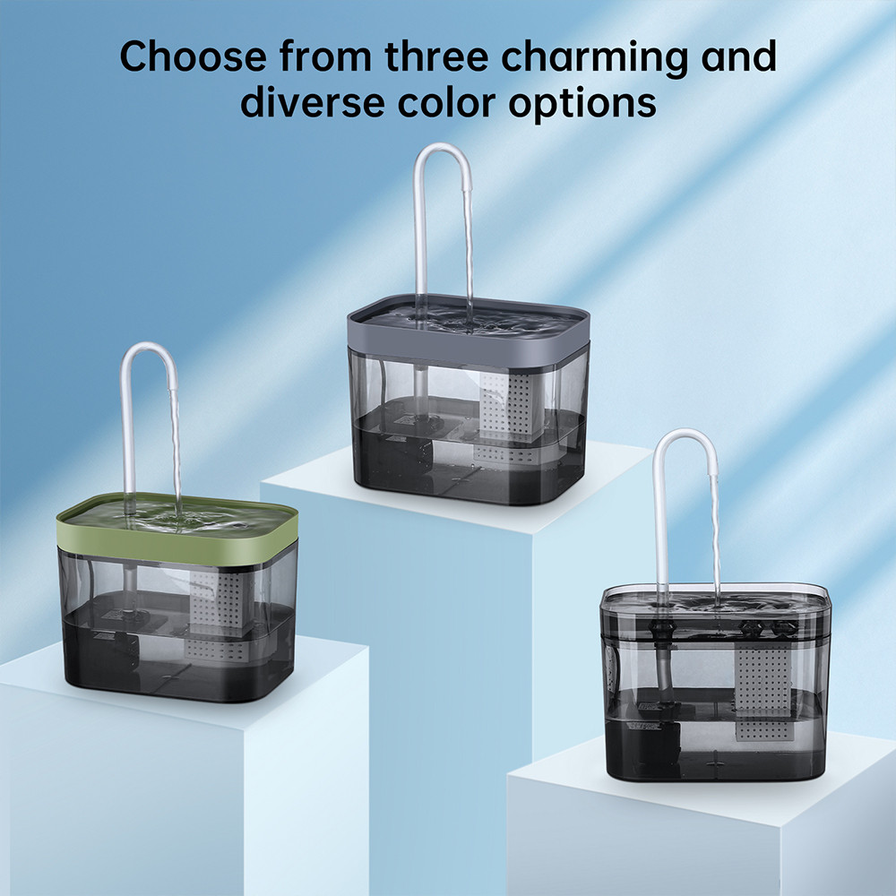 Cat Water Fountain with Auto Filter Recirculate Transparent Black Cat Drinker Ultra Quiet Automatic Pet Drinking Dispens