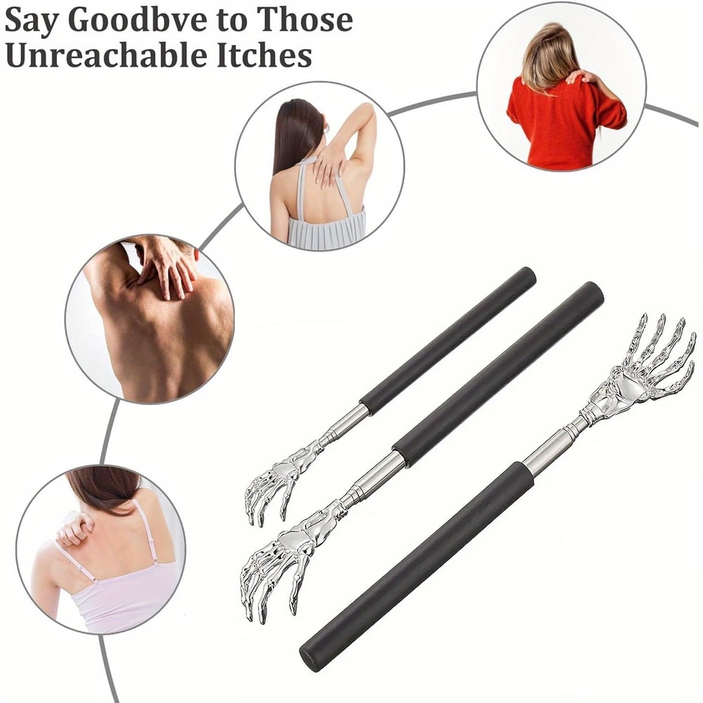 Portable Extendable Back Scratcher, Stainless Steel Telescoping Back Scratcher for Human & Pets,Extendable Back Massager
