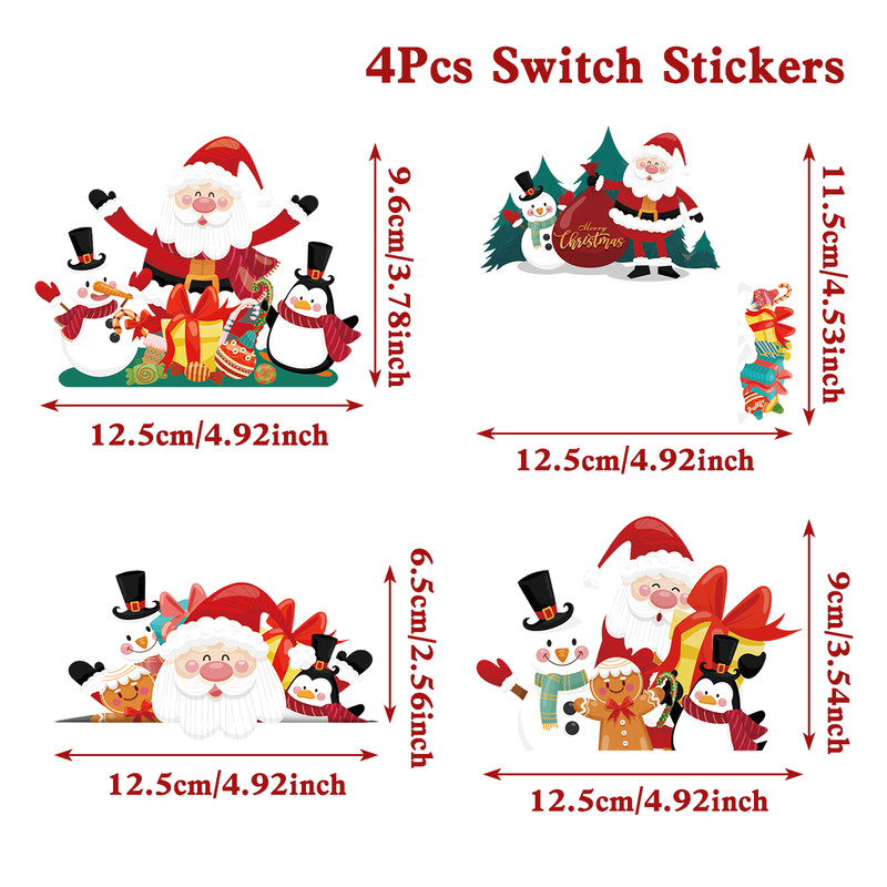 Santa Claus Switch Sticker Christmas Decoration,Penguin Xmas Wall Decal,Merry Christmas Home Decor,Navidad Ornament gift