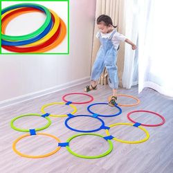 outdoor kids funny physical training toys,sport lattice jump ring game,10hoops with 10connectors for park play boys girl